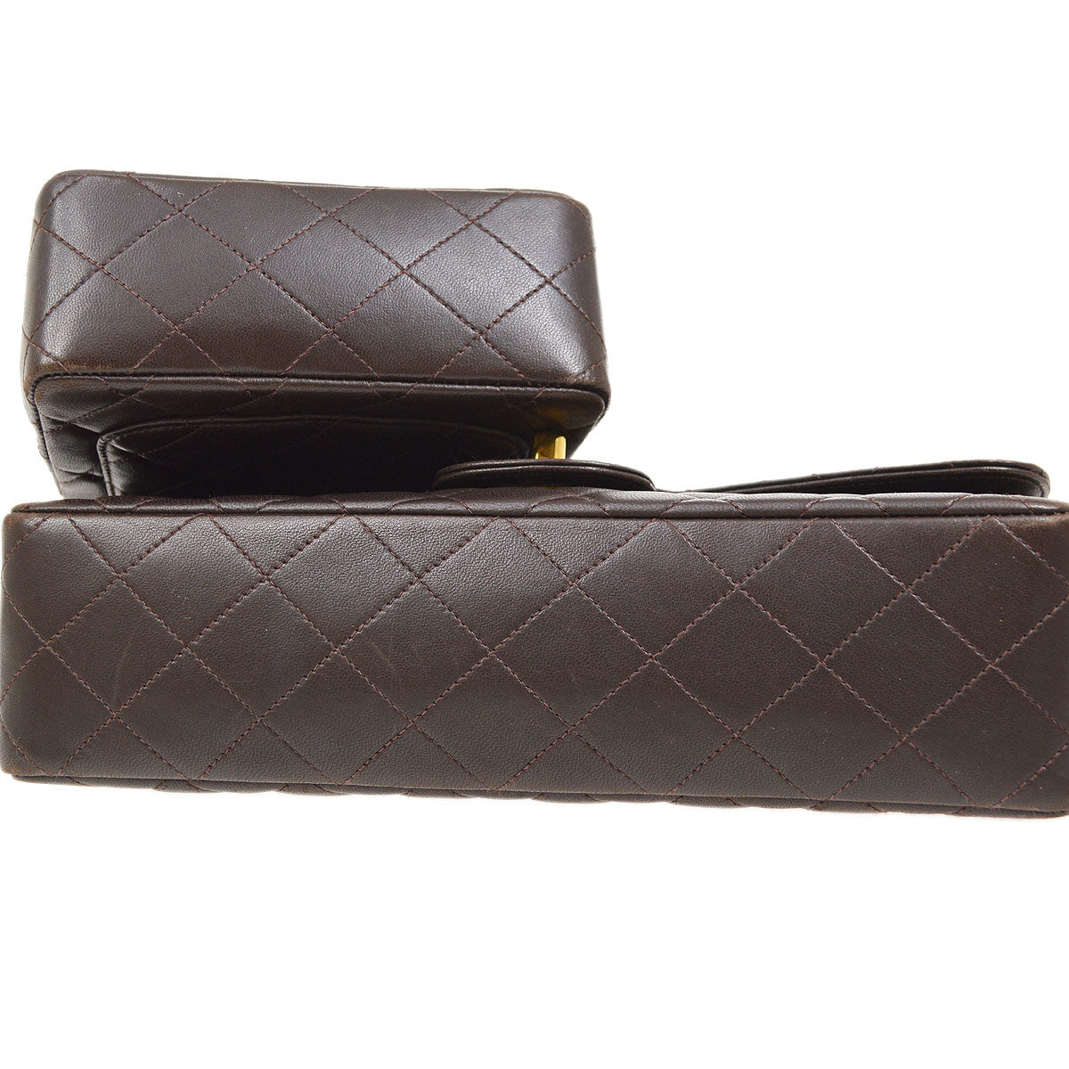 CHANEL 1994 Classic Flap Handbag Set Brown Lambskin
