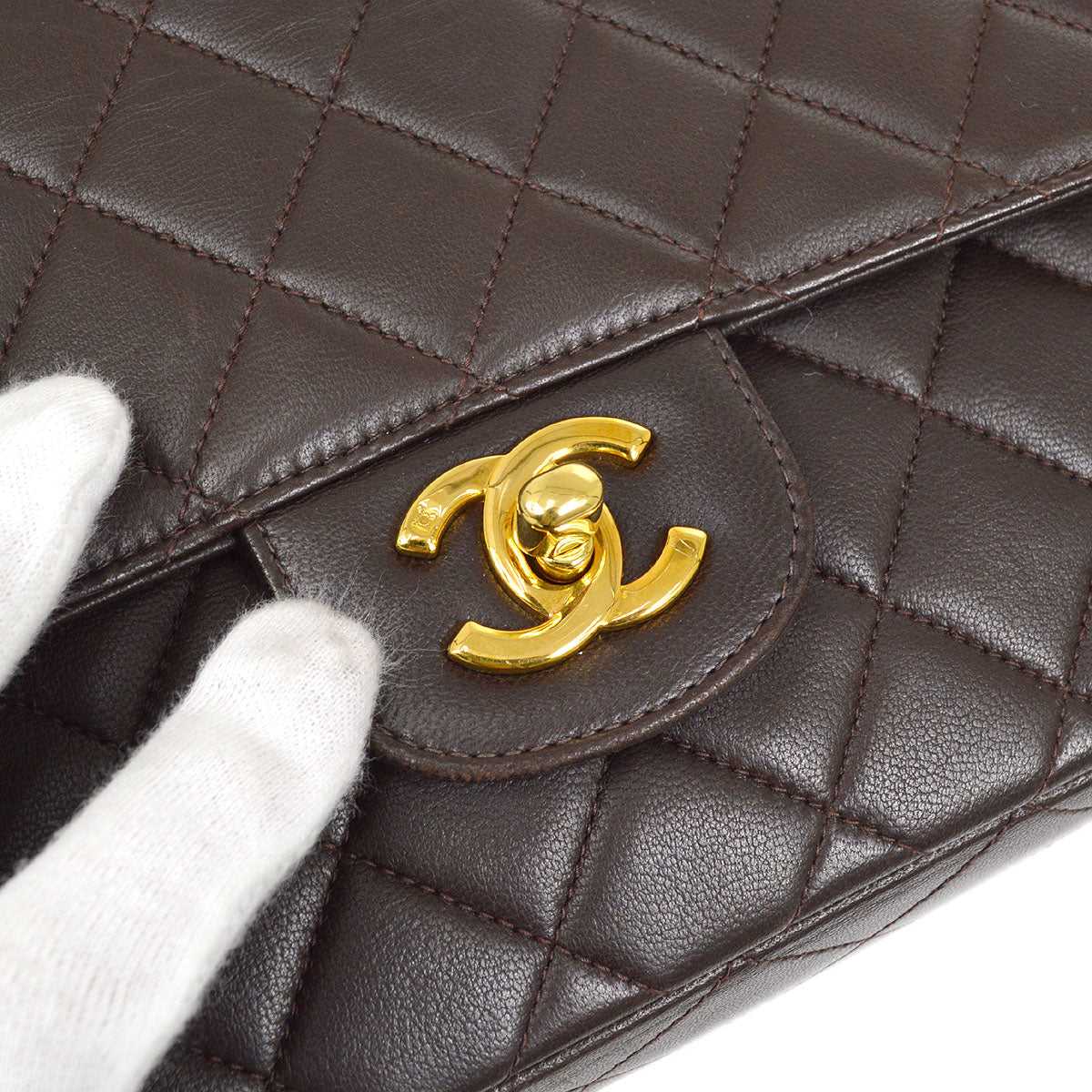 CHANEL 1994 Classic Flap Handbag Set Brown Lambskin