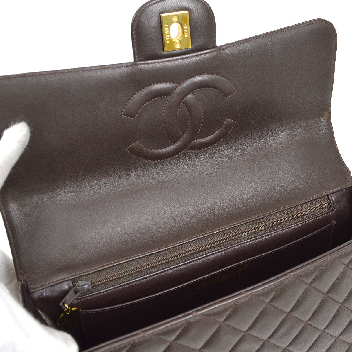 CHANEL 1994 Classic Flap Handbag Set Brown Lambskin