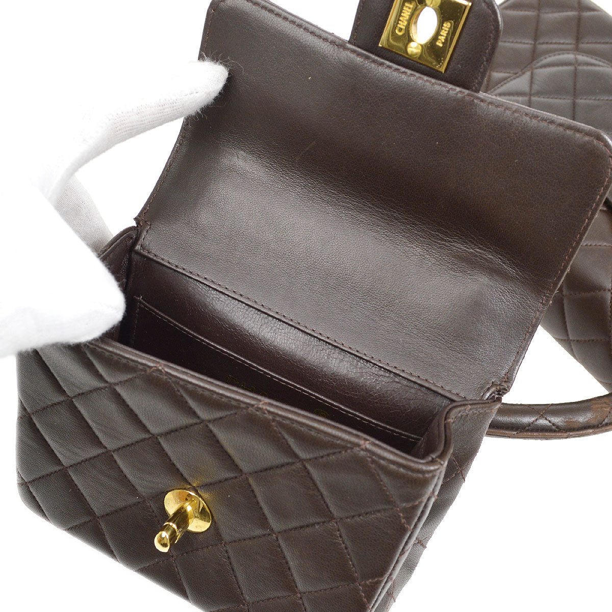 CHANEL 1994 Classic Flap Handbag Set Brown Lambskin
