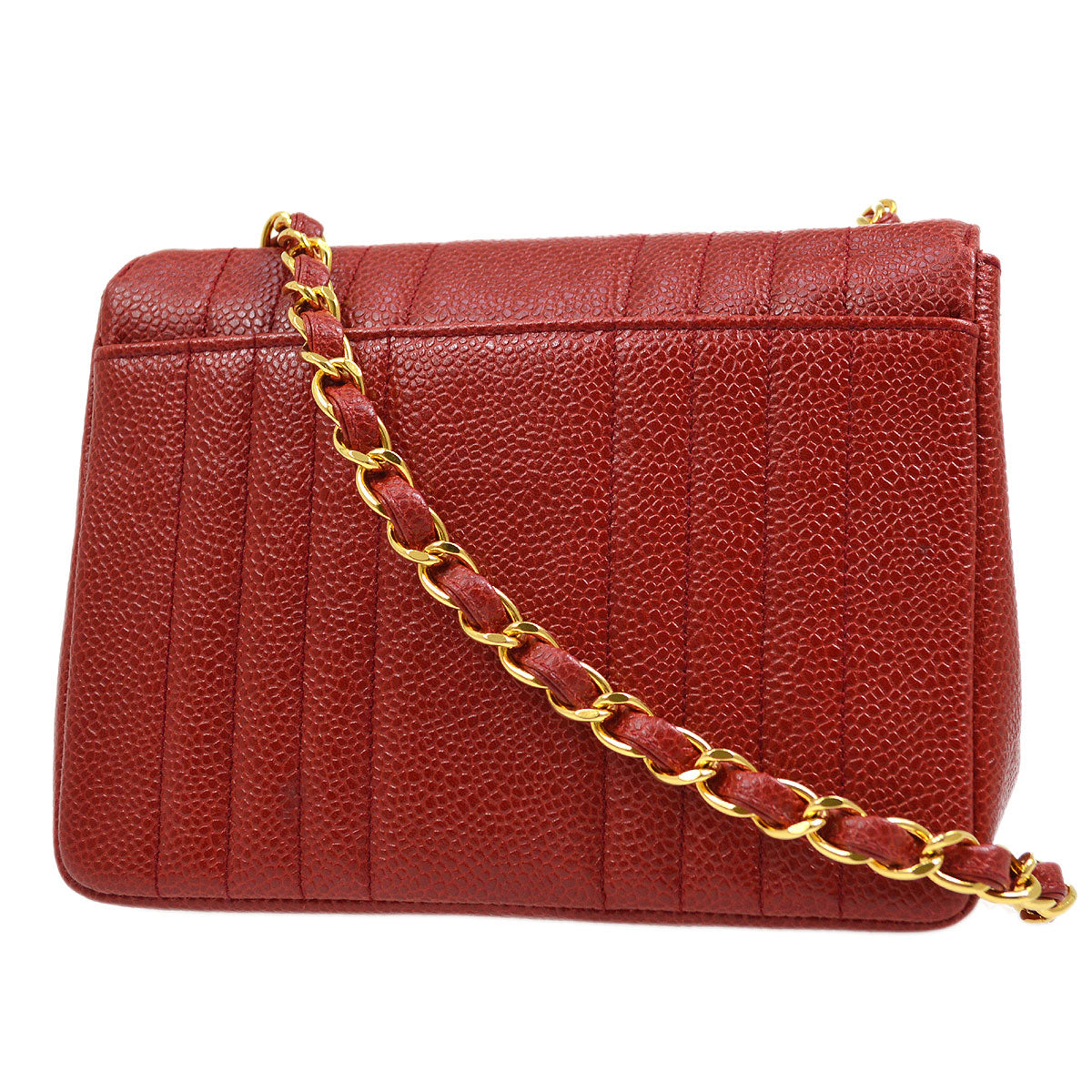 CHANEL 1991-1994 Vertical Classic Square Flap 17 Red Caviar