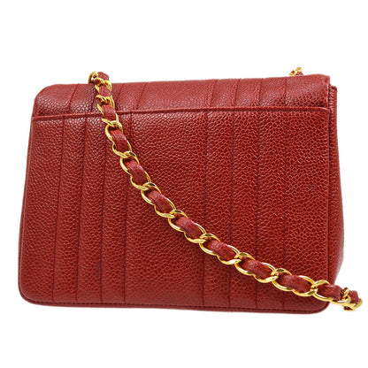 CHANEL 1991-1994 Vertical Classic Square Flap 17 Red Caviar