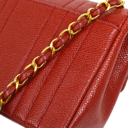 CHANEL 1991-1994 Vertical Classic Square Flap 17 Red Caviar
