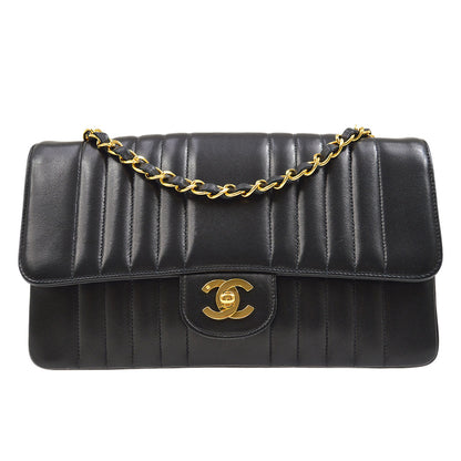 CHANEL Mademoiselle Chain Shoulder Bag Black Lambskin