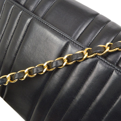 CHANEL Mademoiselle Chain Shoulder Bag Black Lambskin