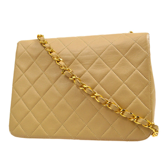 CHANEL 1989-1991 Classic Square Flap 20 Beige Lambskin