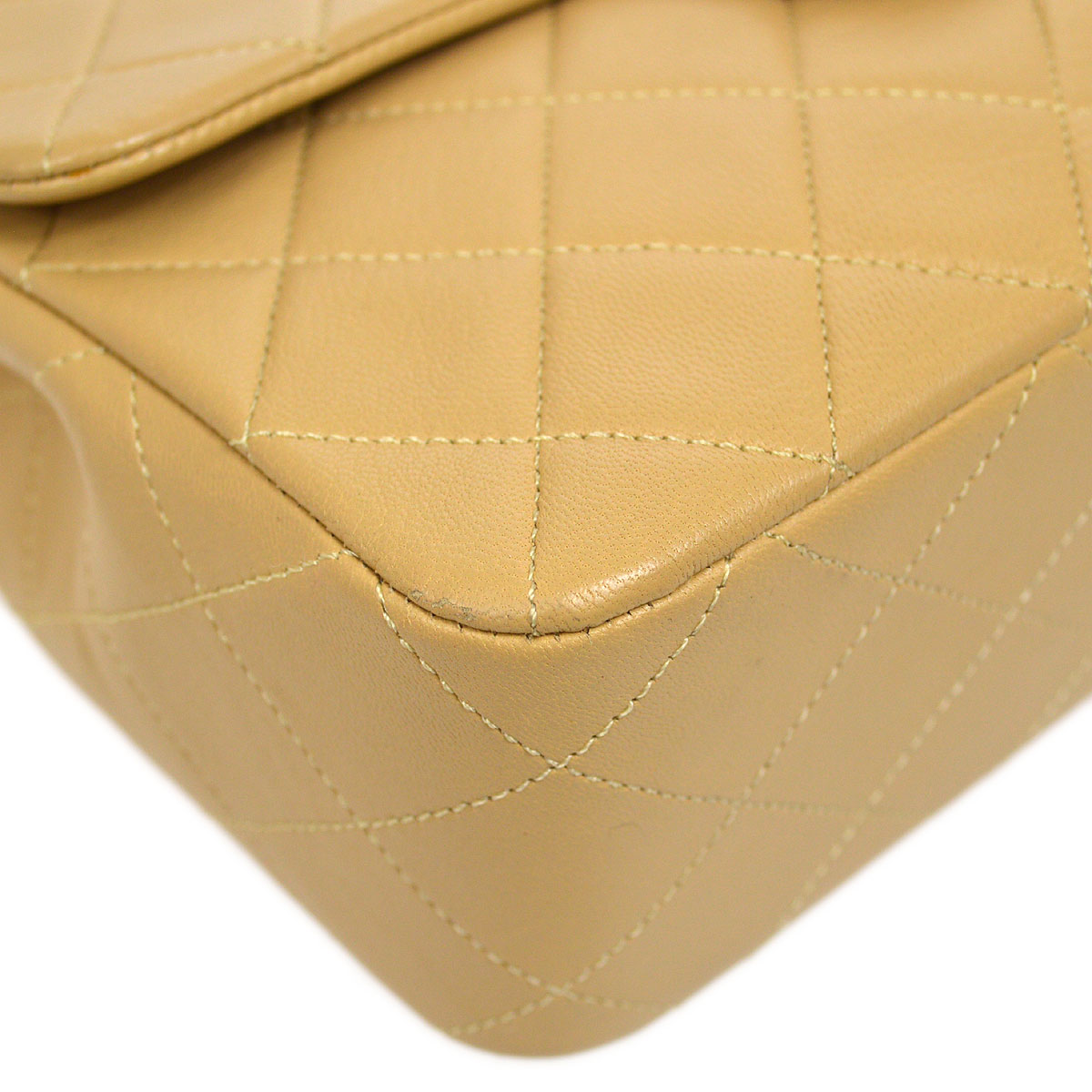 CHANEL 1989-1991 Classic Square Flap 20 Beige Lambskin