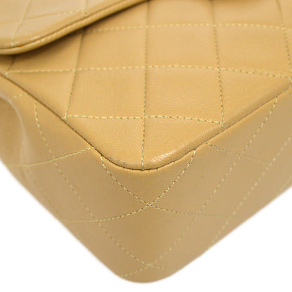 CHANEL 1989-1991 Classic Square Flap 20 Beige Lambskin
