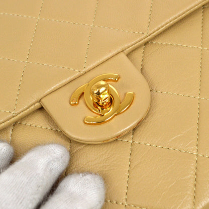 CHANEL 1989-1991 Classic Square Flap 20 Beige Lambskin