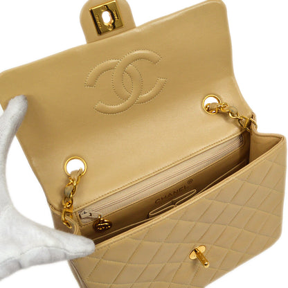 CHANEL 1989-1991 Classic Square Flap 20 Beige Lambskin