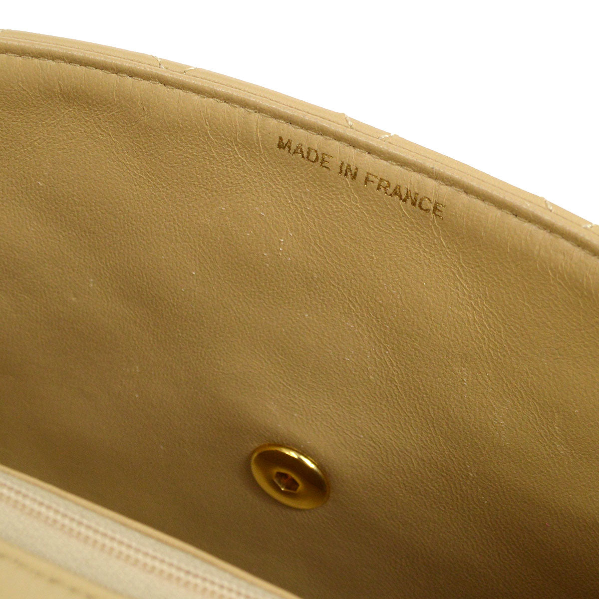 CHANEL 1989-1991 Classic Square Flap 20 Beige Lambskin