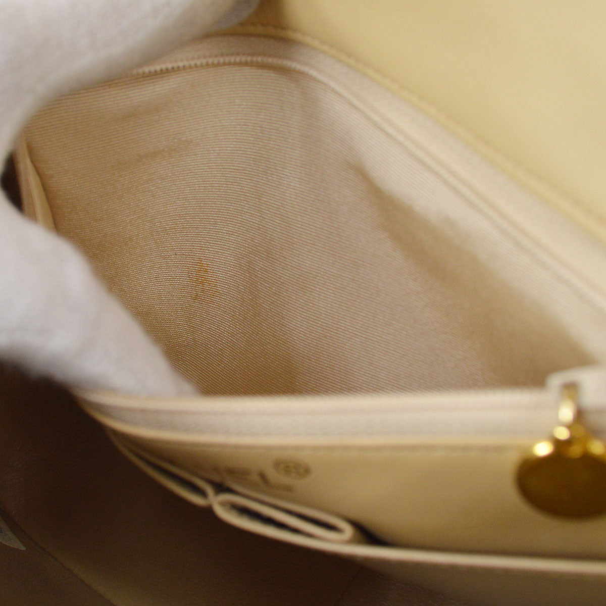 CHANEL 1989-1991 Classic Square Flap 20 Beige Lambskin