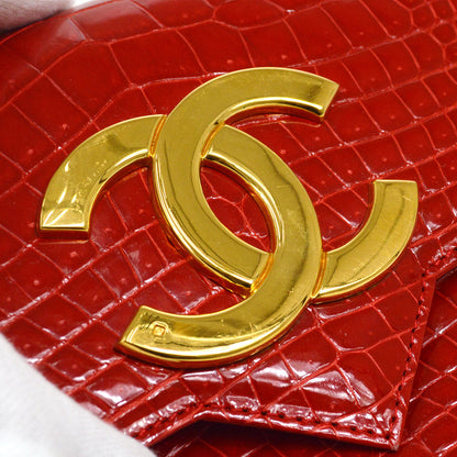 CHANEL 1986-1989 Red Crocodile Pointed Flap Bag