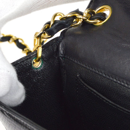 CHANEL 1989-1991 Black Lizard Pointed Flap Bag