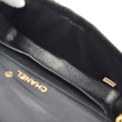 CHANEL 1989-1991 Black Lizard Pointed Flap Bag
