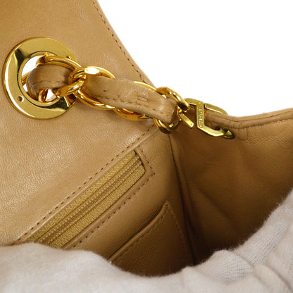 CHANEL 1994-1996 Beige Lambskin Straight Flap Medium