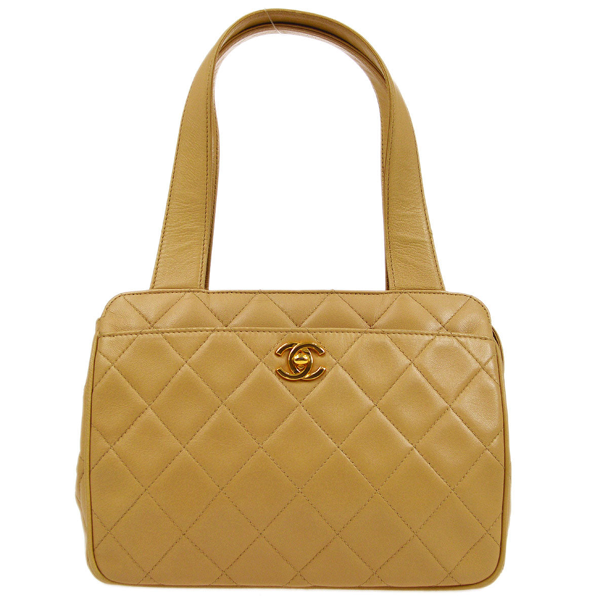 CHANEL 1997 Beige Lambskin Quilted Handbag