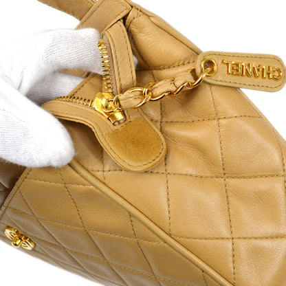 CHANEL 1997 Beige Lambskin Quilted Handbag