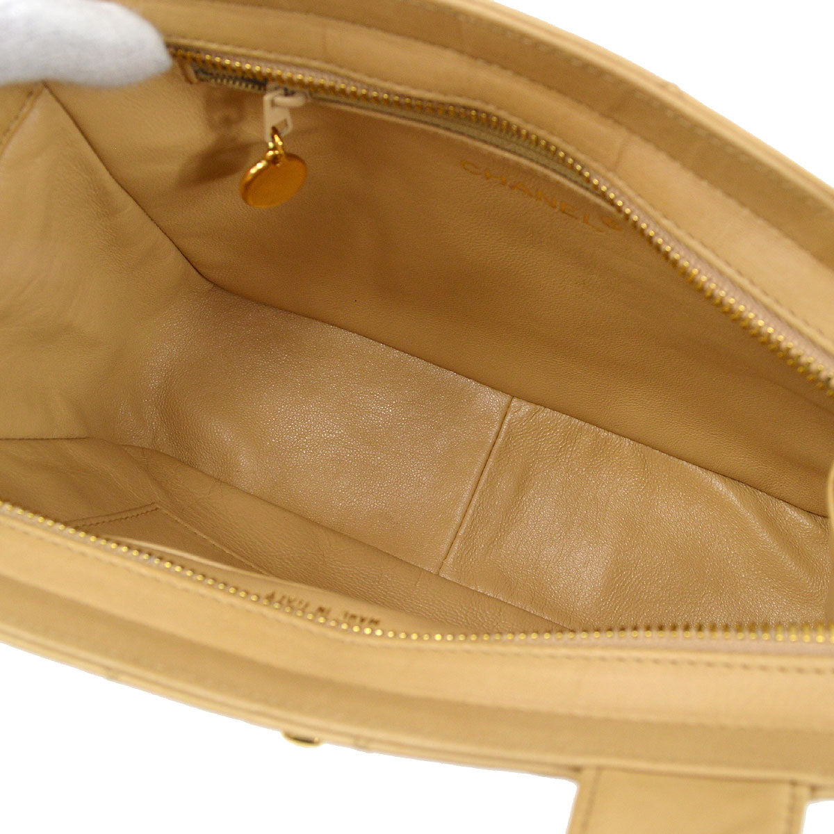 CHANEL 1997 Beige Lambskin Quilted Handbag