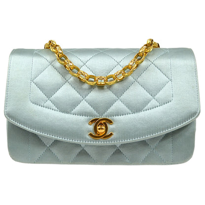 CHANEL 1989-1991 Baby Blue Satin Diana Mini