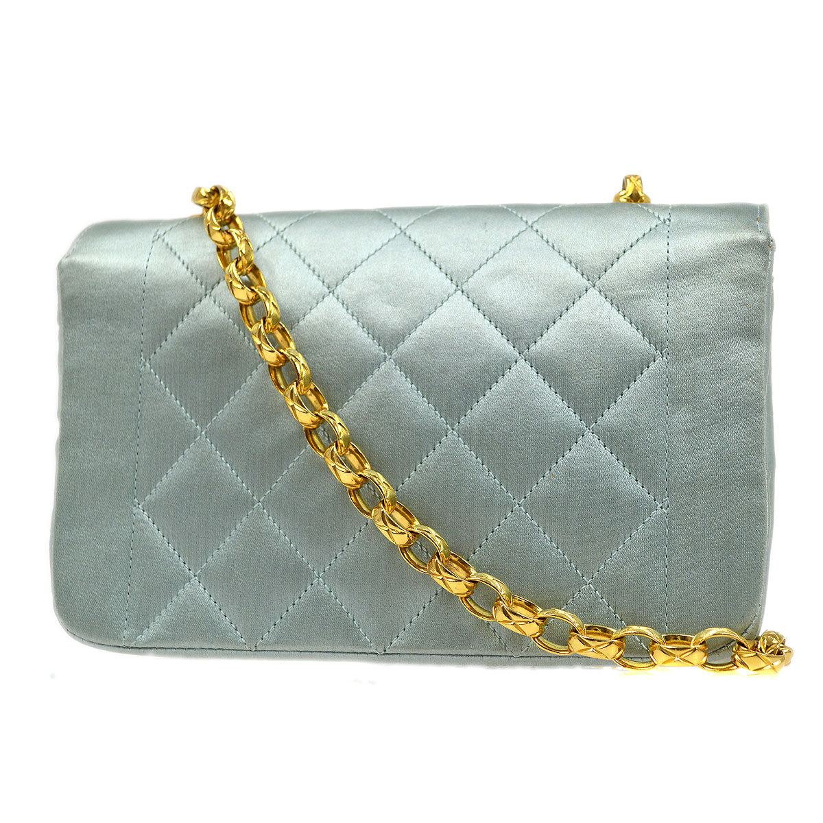 CHANEL 1989-1991 Baby Blue Satin Diana Mini