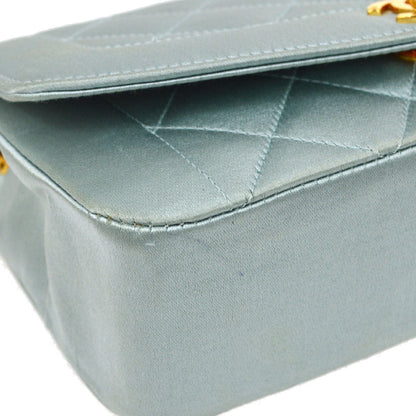 CHANEL 1989-1991 Baby Blue Satin Diana Mini