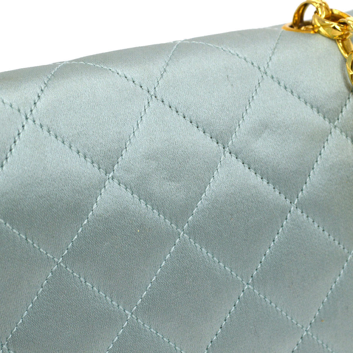 CHANEL 1989-1991 Baby Blue Satin Diana Mini