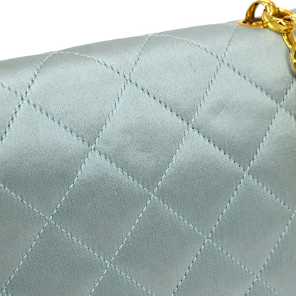 CHANEL 1989-1991 Baby Blue Satin Diana Mini