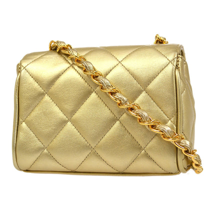 CHANEL 1994-1996 Gold Lambskin Cube Straight Flap Bag Micro