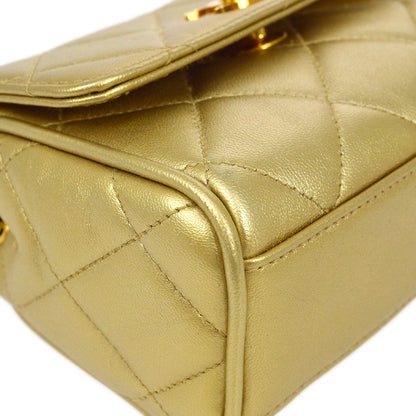 CHANEL 1994-1996 Gold Lambskin Cube Straight Flap Bag Micro