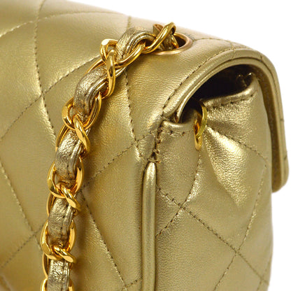 CHANEL 1994-1996 Gold Lambskin Cube Straight Flap Bag Micro