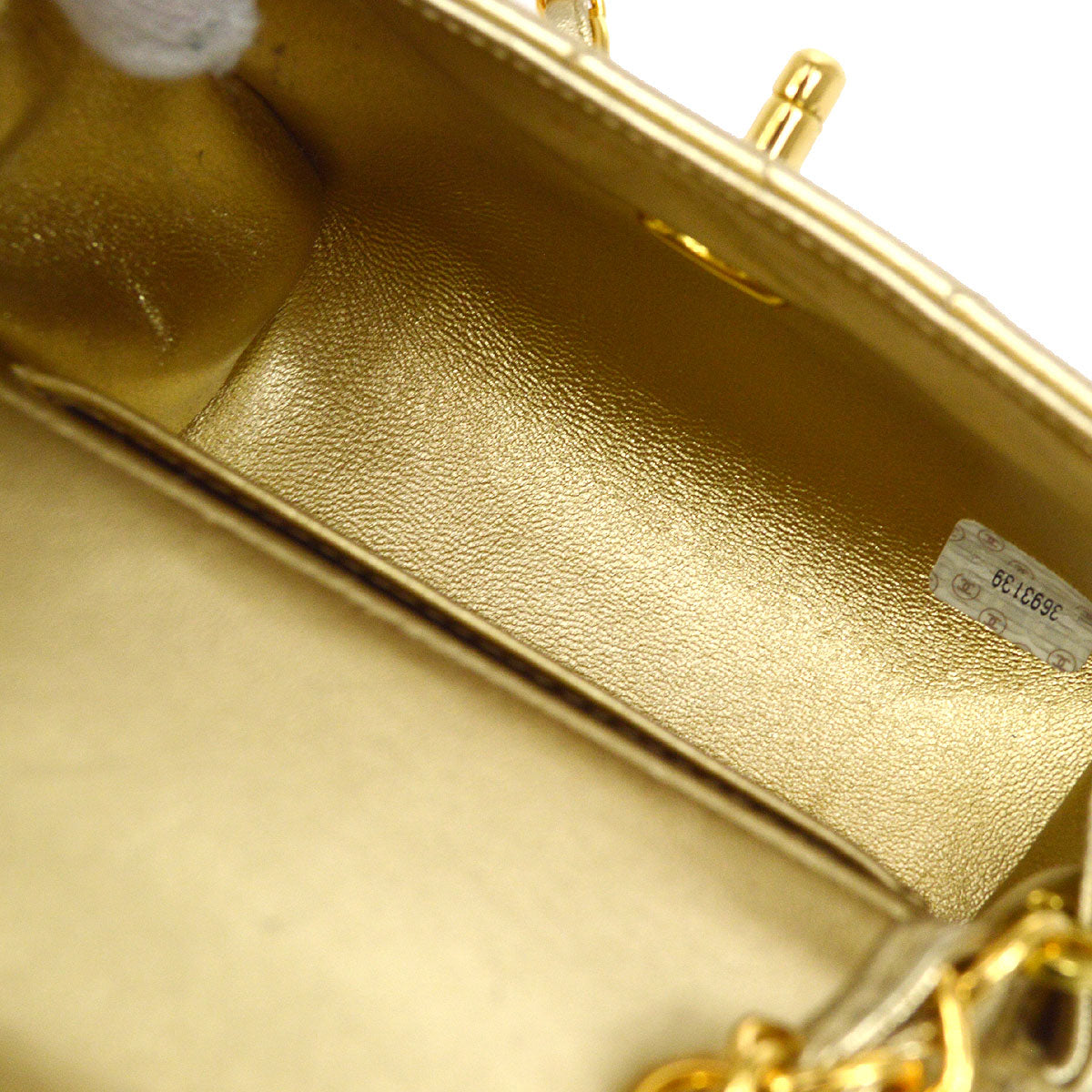 CHANEL 1994-1996 Gold Lambskin Cube Straight Flap Bag Micro
