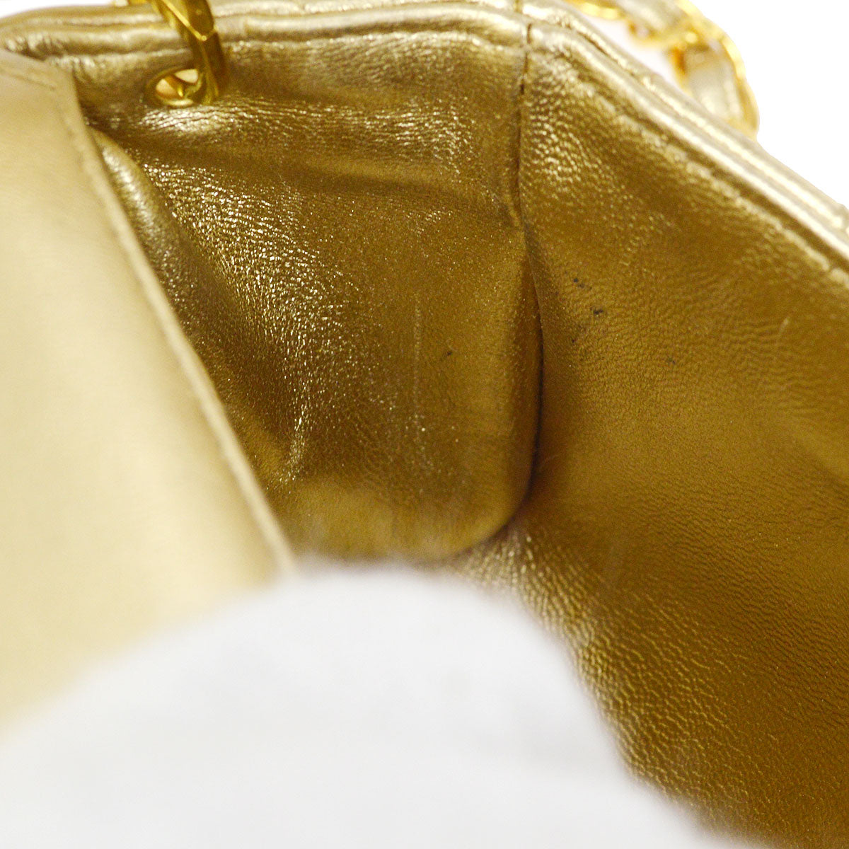 CHANEL 1994-1996 Gold Lambskin Cube Straight Flap Bag Micro