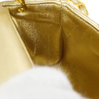 CHANEL 1994-1996 Gold Lambskin Cube Straight Flap Bag Micro