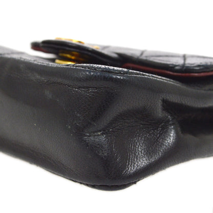 CHANEL 1990s Black Lambskin Belt Bag Micro
