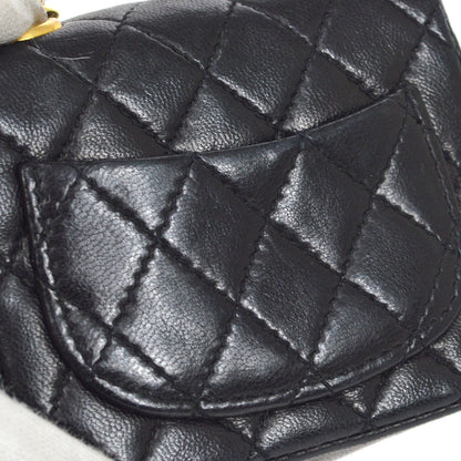 CHANEL 1990s Black Lambskin Belt Bag Micro