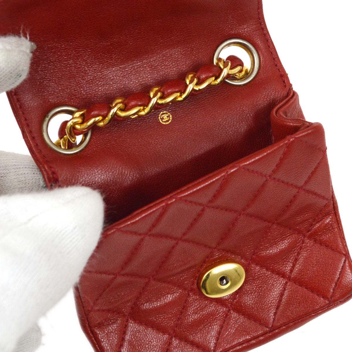 CHANEL 1990s Red Lambskin Belt Bag Micro