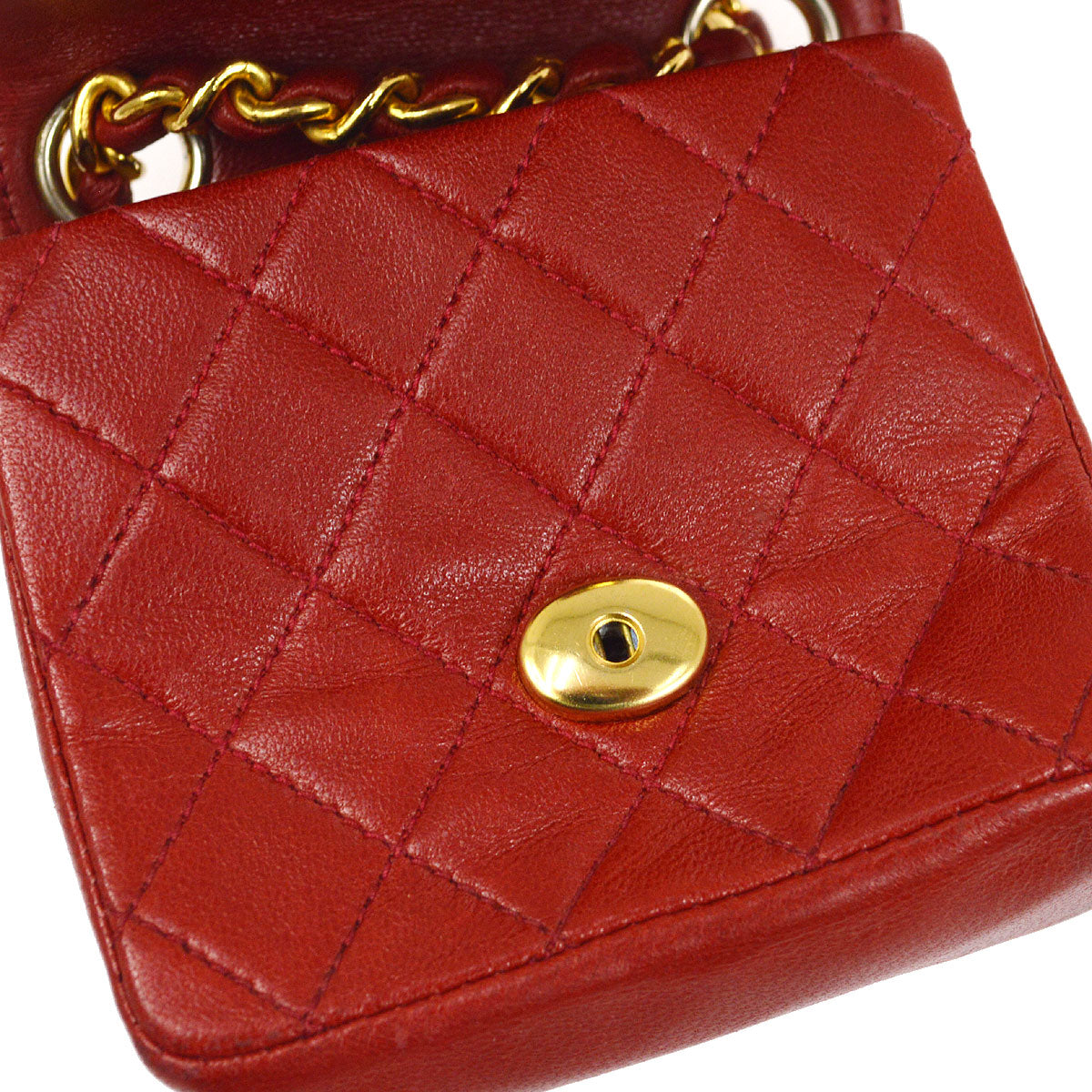CHANEL 1990s Red Lambskin Belt Bag Micro