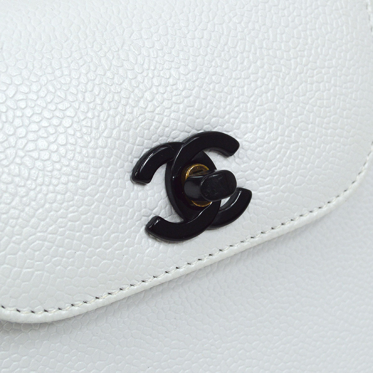 CHANEL 1997-1999 Handbag White Caviar