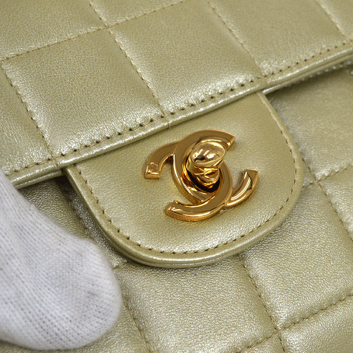 CHANEL 2001-2003 Choco Bar East West Gold Lambskin
