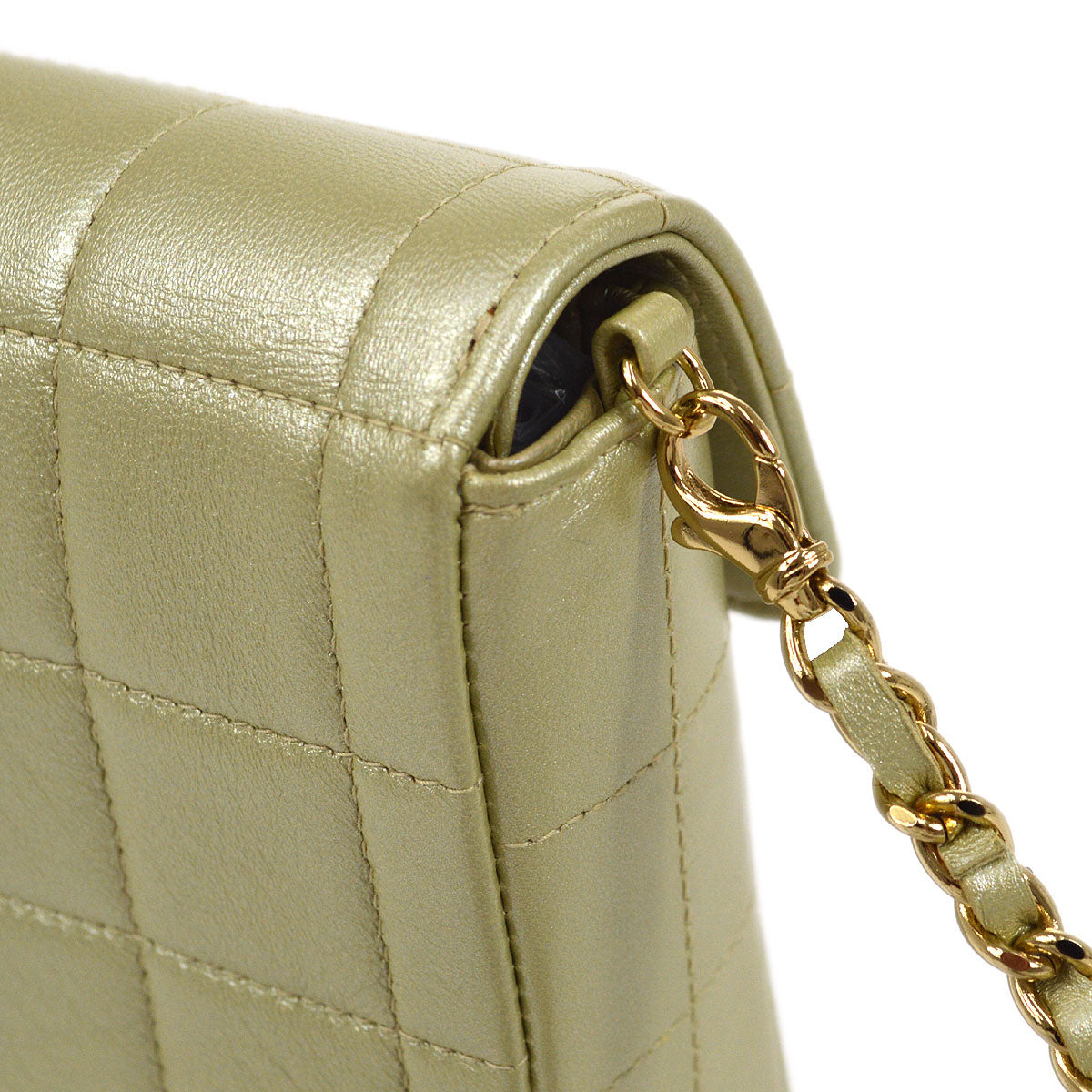 CHANEL 2001-2003 Choco Bar East West Gold Lambskin