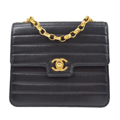 CHANEL 1991-1994 Black Lambskin horizontal Flap Bag