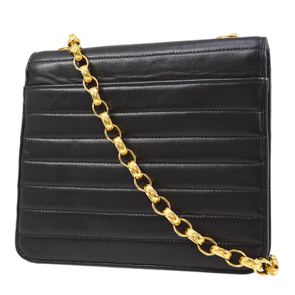 CHANEL 1991-1994 Black Lambskin horizontal Flap Bag