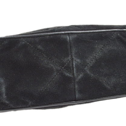 CHANEL 1986-1988 Diamond Camera Bag Mini Black Suede