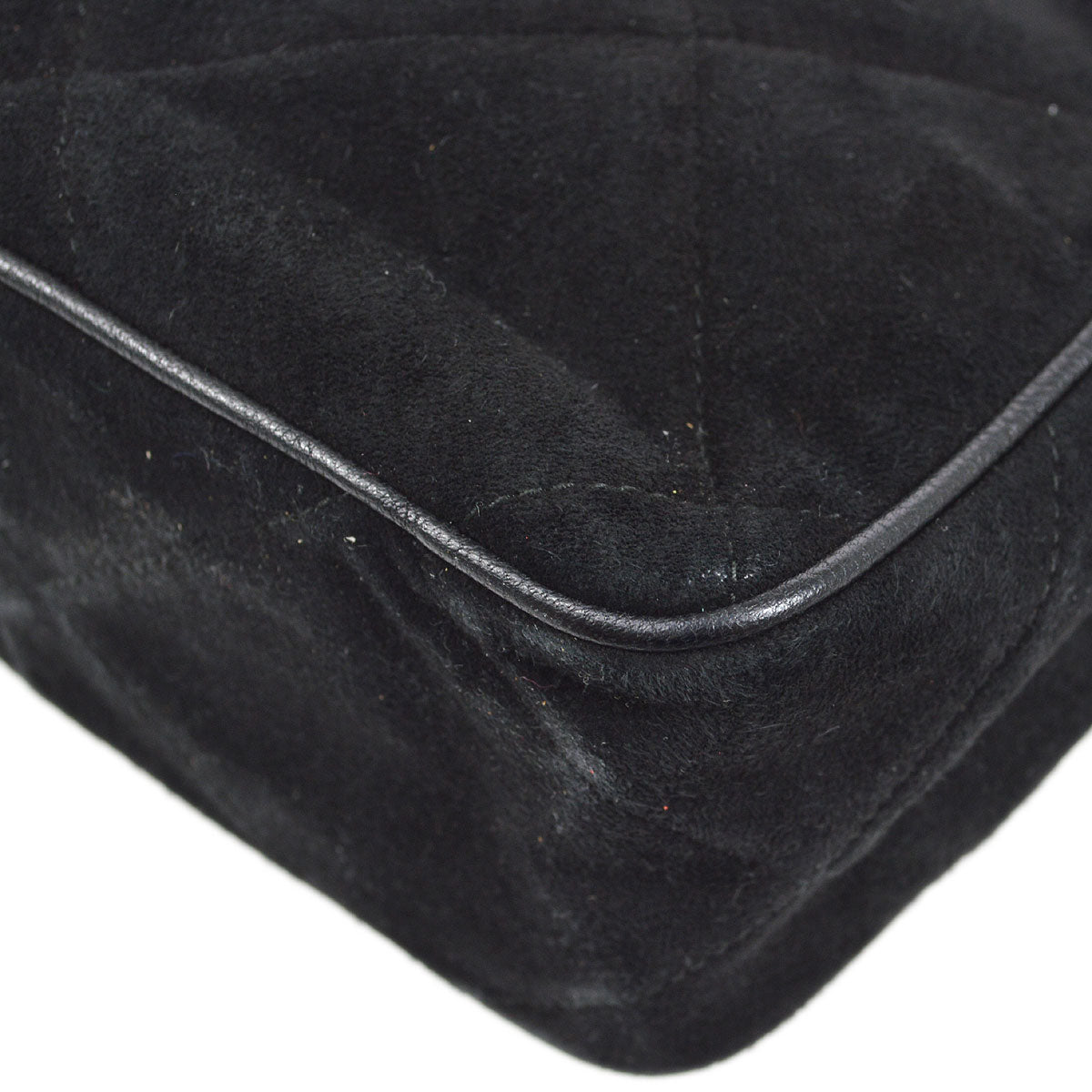 CHANEL 1986-1988 Diamond Camera Bag Mini Black Suede
