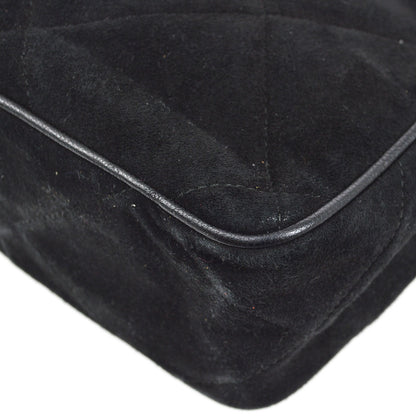 CHANEL 1986-1988 Diamond Camera Bag Mini Black Suede
