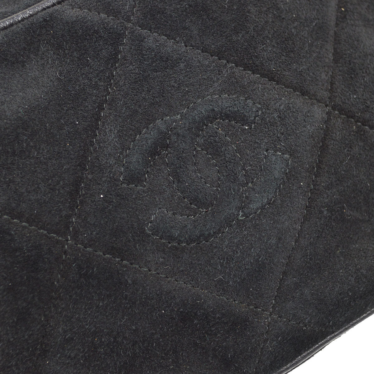 CHANEL 1986-1988 Diamond Camera Bag Mini Black Suede