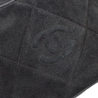 CHANEL 1986-1988 Diamond Camera Bag Mini Black Suede