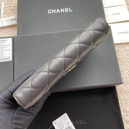 CHANEL Classic Long Wallet 19cm Black Grained Calfskin