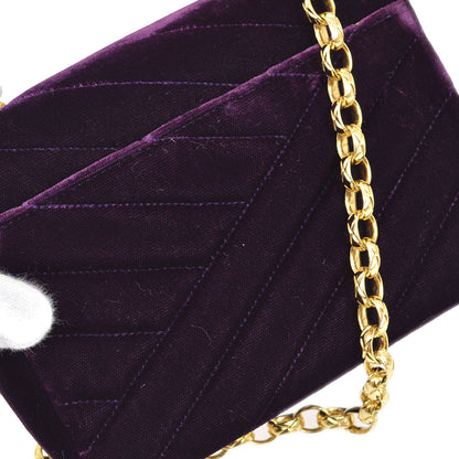 CHANEL * 1991-1994 Purple Velvet Rhinestone CC Diagonal Letter Flap Bag